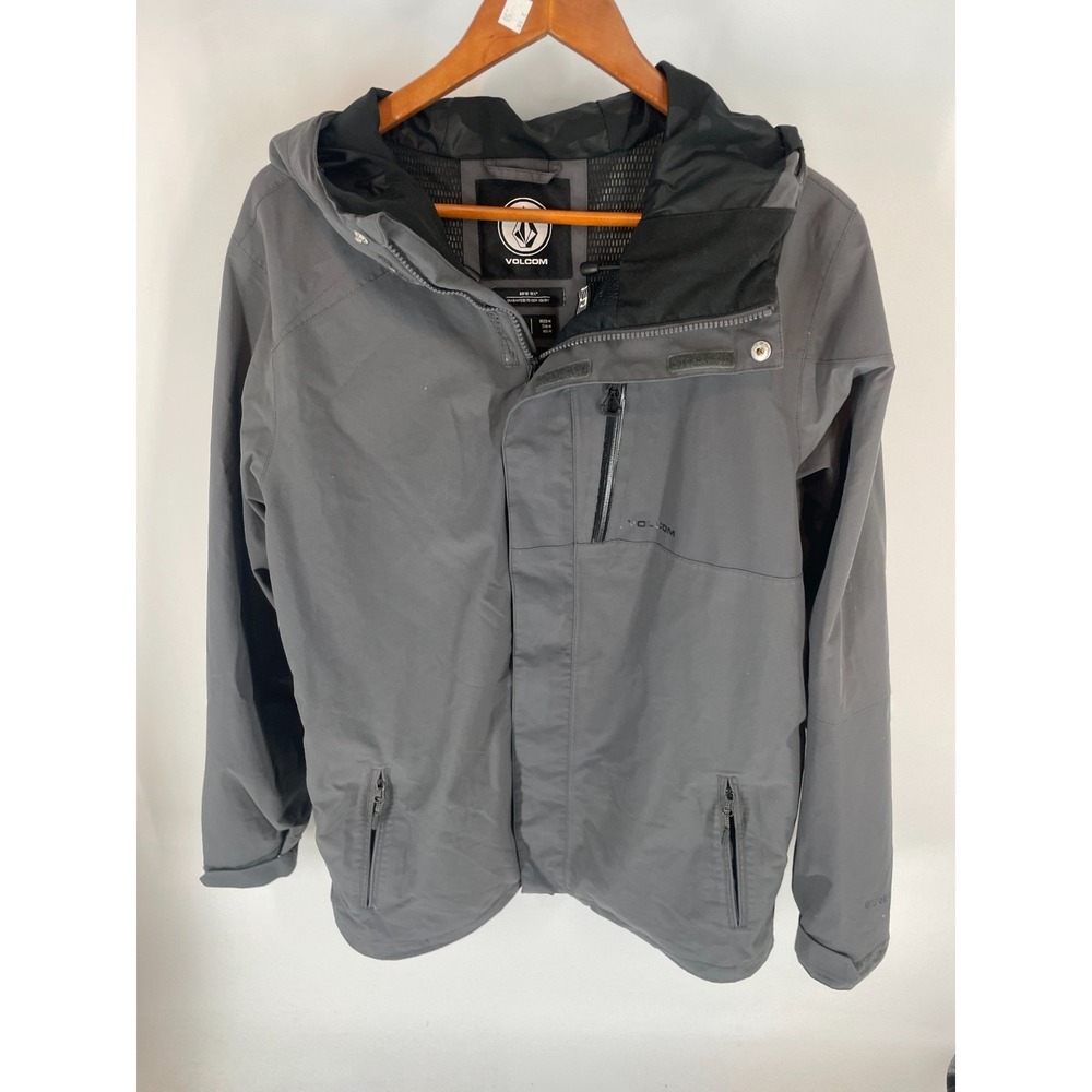 Volcom Mens Gray Gore-Tex Waterproof Ski Jacket Hooded Standard Fit Medium